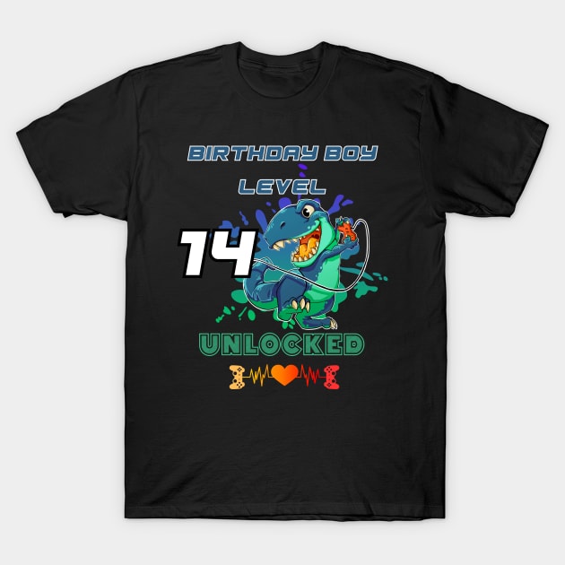 Birthday Boy Level 14 Unlocked T-Shirt by DesingHeven